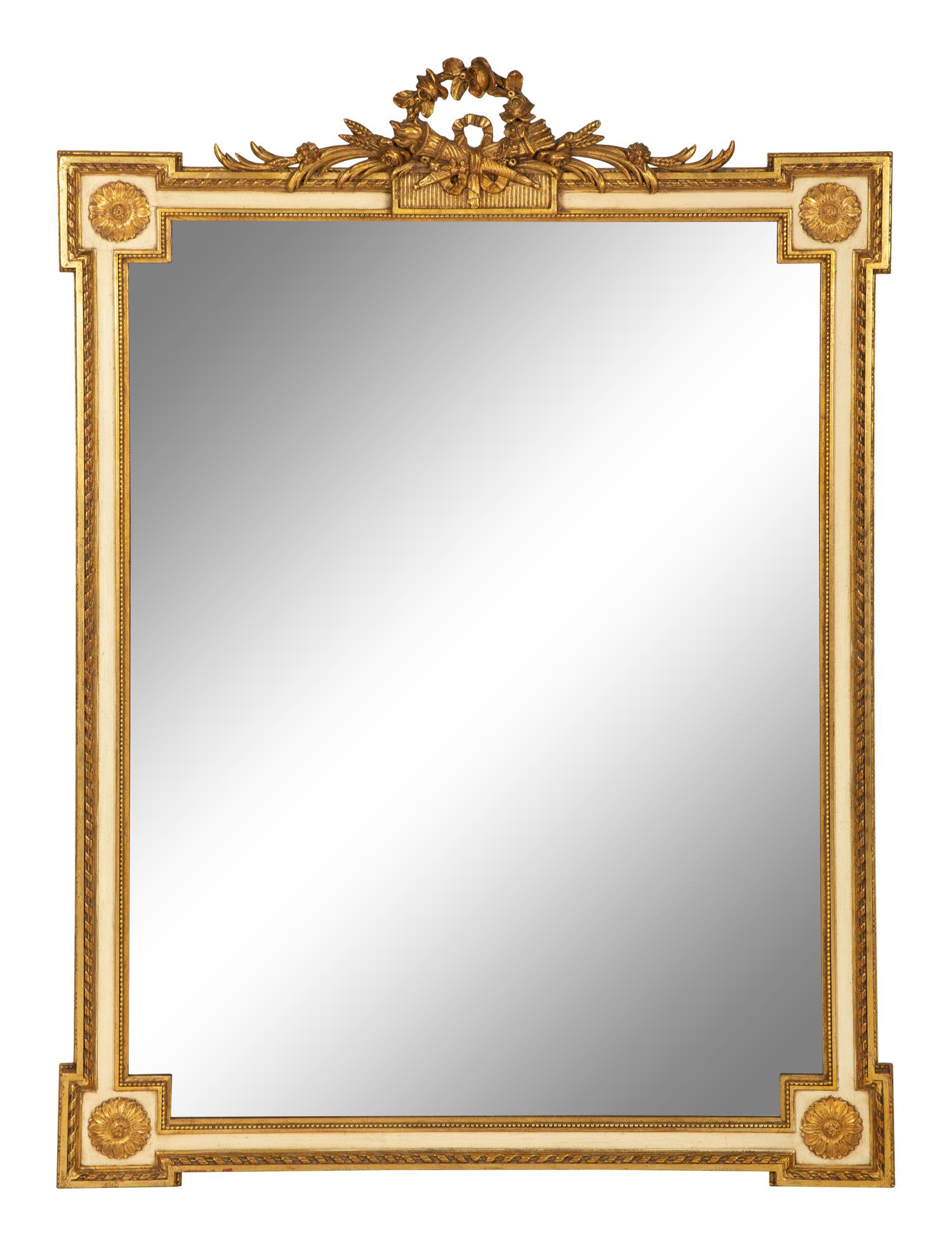 A Neoclassical Style Painted and Parcel Gilt Mirror — 20th Century