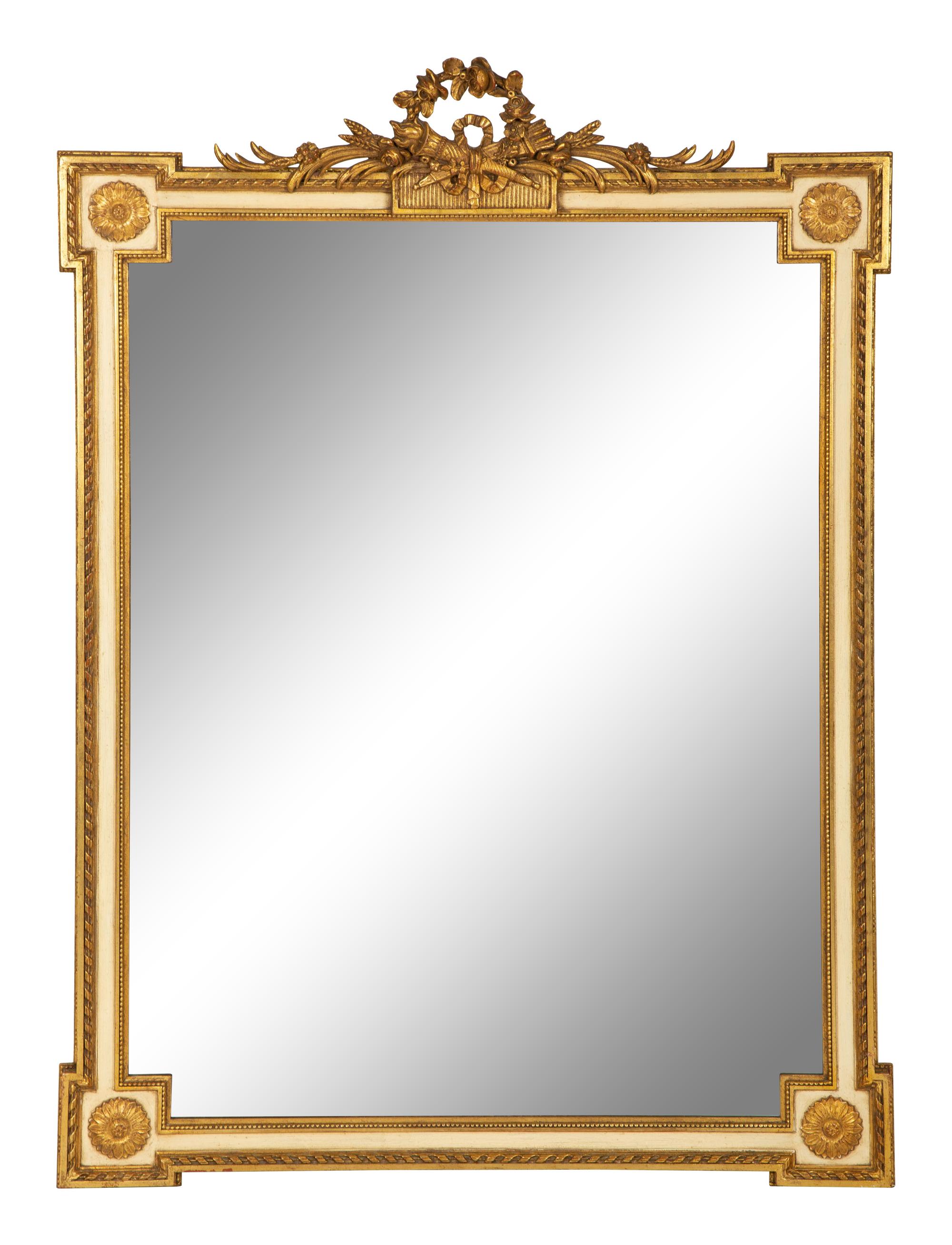 A Neoclassical Style Painted and Parcel Gilt Mirror — 20th Century