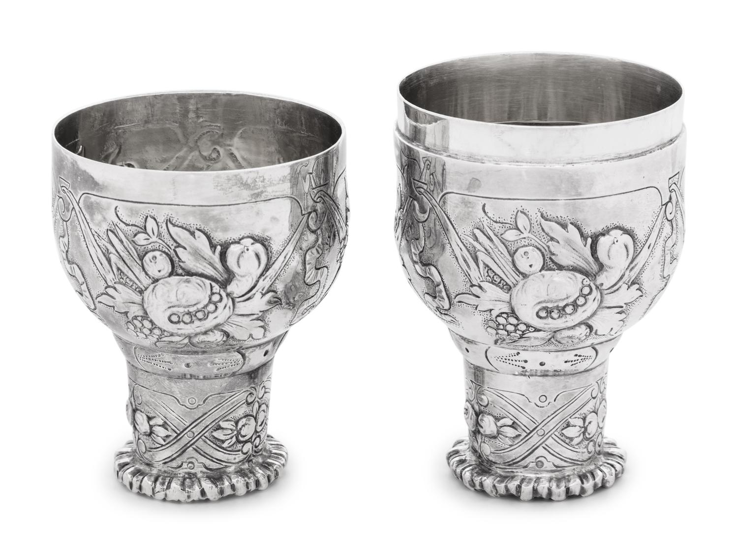 A Pair of German Silver Traveling Cups
