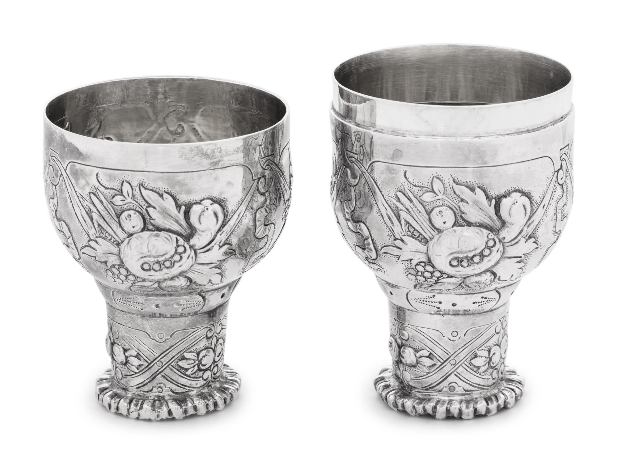 A Pair of German Silver Traveling Cups