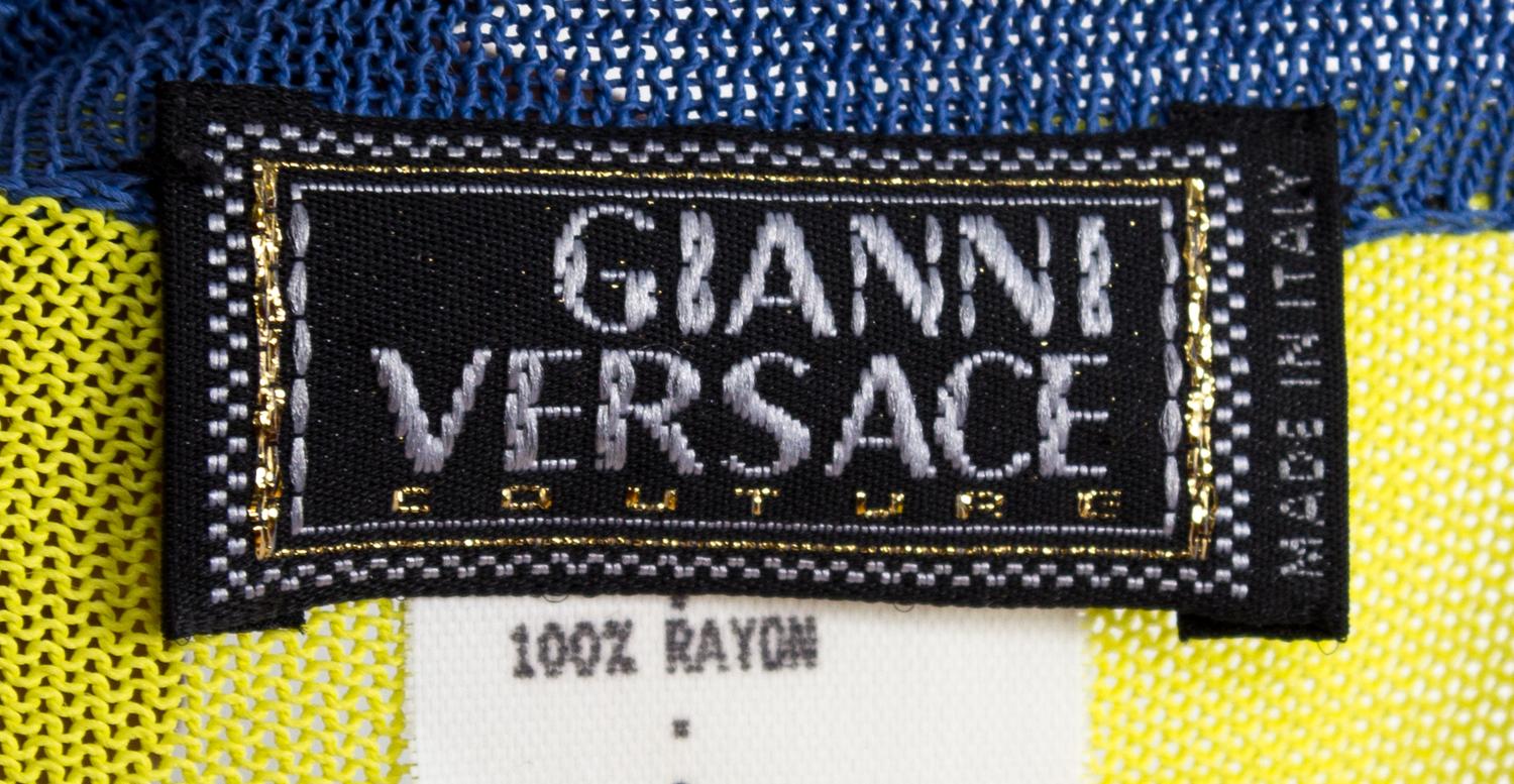 A Gianni Versace Rayon Knit Color Block Shirt, Size 42.