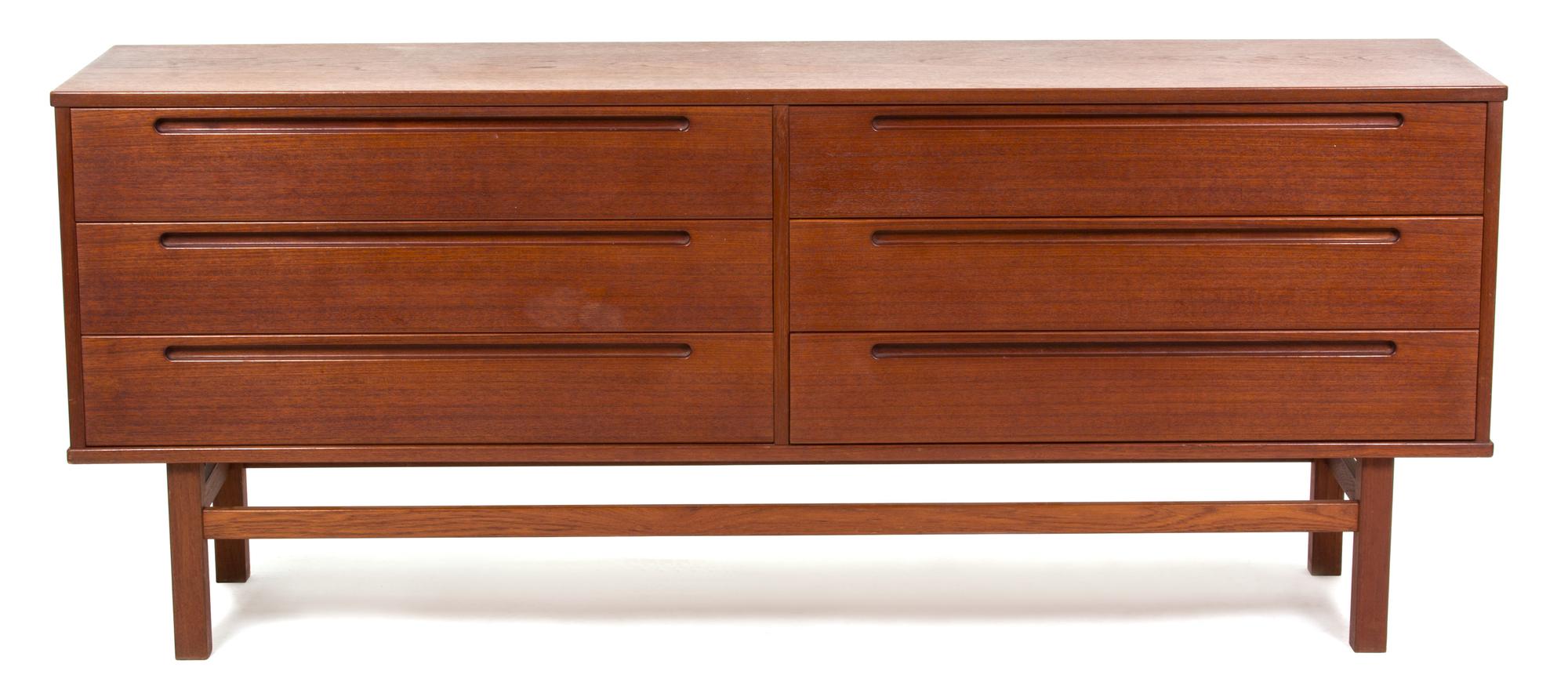 A Modern Six Drawer Low Chest Height 29 x width 71 x depth 17 1/2 inches.