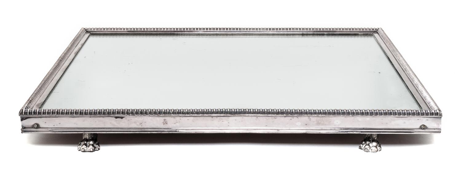 A Silver Plate and Mirrored Rectangular Plateau Width 20 x depth 17 1/4 inches. — 20TH CENTURY