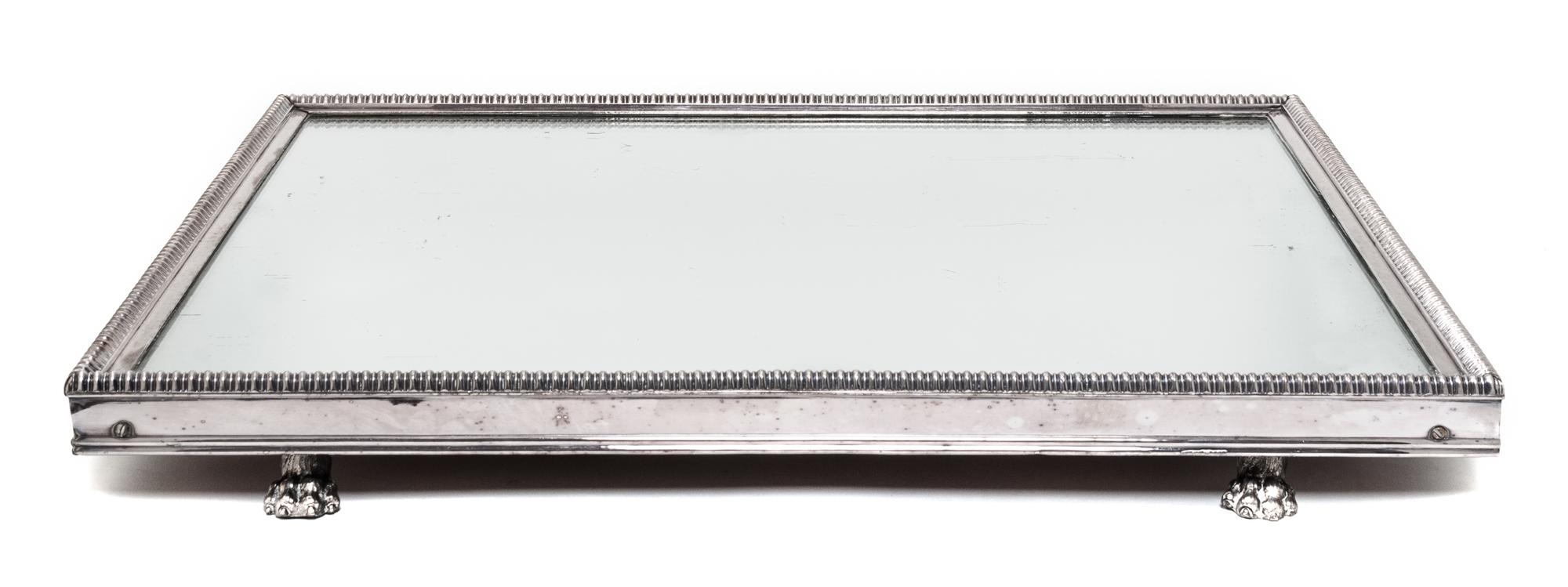 A Silver Plate and Mirrored Rectangular Plateau Width 20 x depth 17 1/4 inches. — 20TH CENTURY