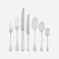 An English Sterling Silver Six-Piece Flatware Service for Twelve most bearing mark of Goldsmiths & Silversmiths Co. Ltd., London, 1910 & 1927