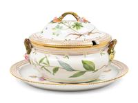 A Royal Copenhagen Flora Danica Porcelain Covered Tureen and Underplate