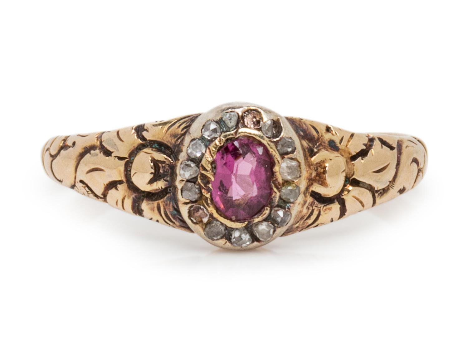 A Victorian Yellow Gold, Amethyst and Diamond Ring,