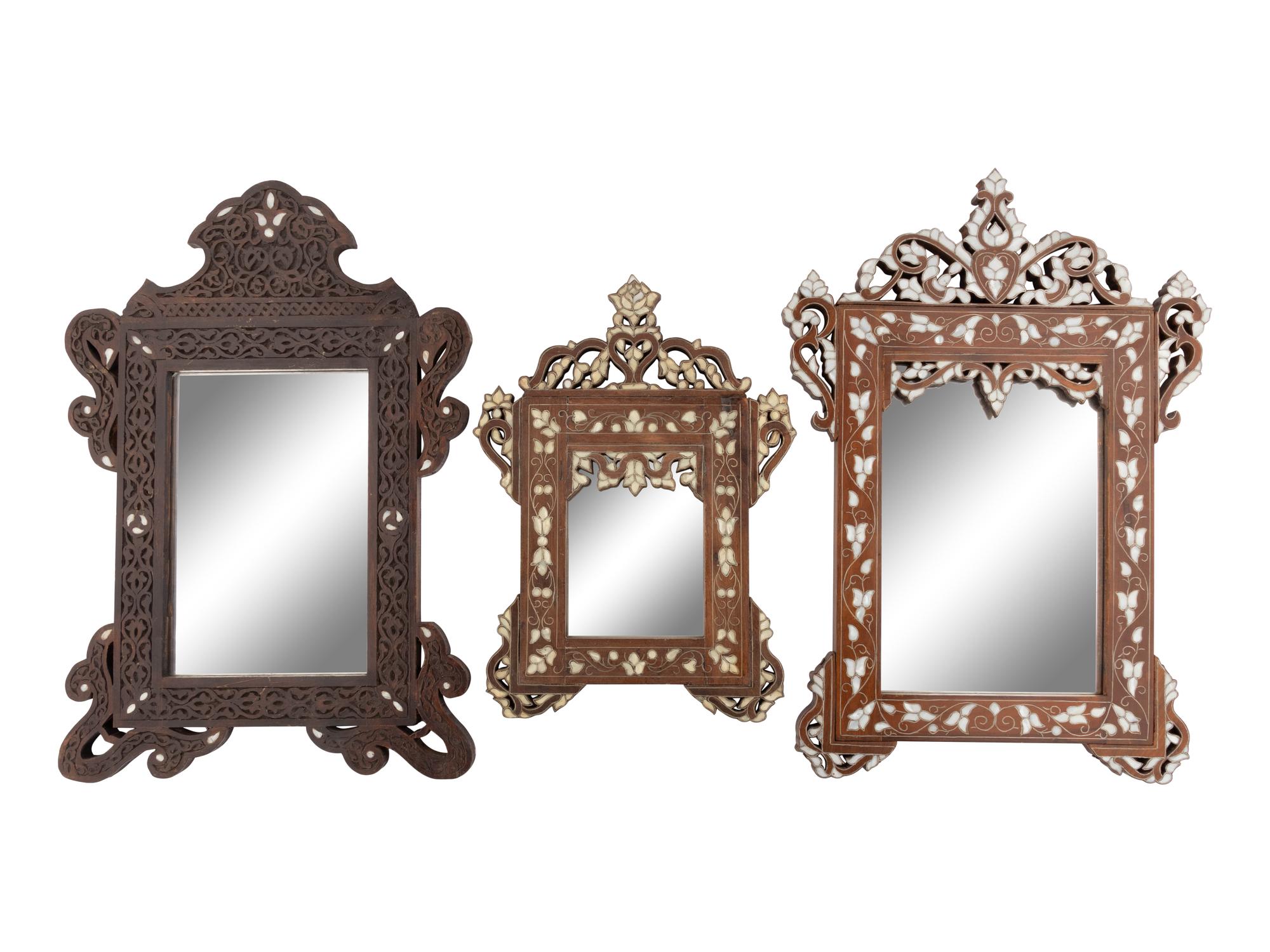 Three Syrian Mother-of-Pearl Inlaid Mirrors