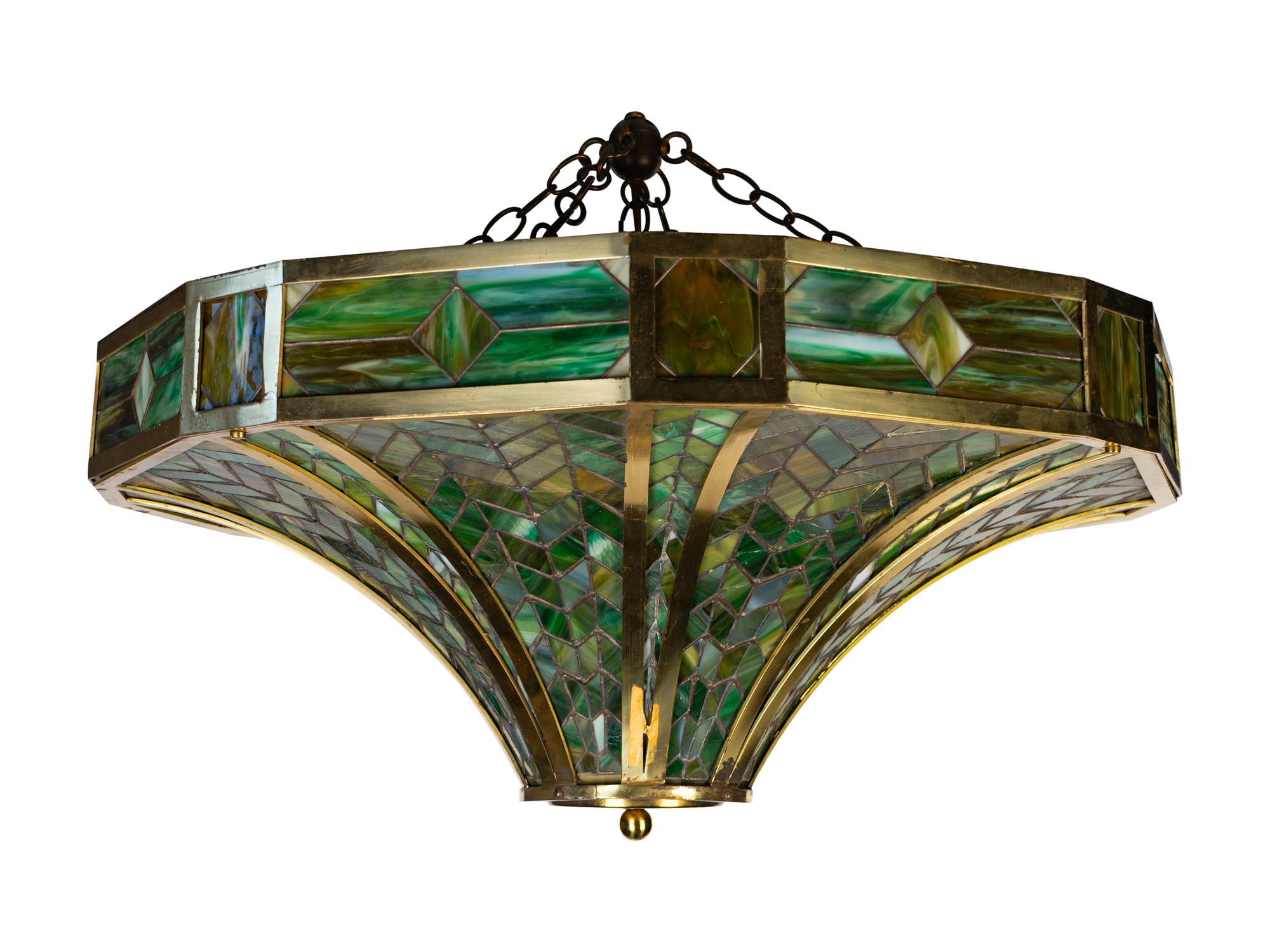 A Leaded Glass Hanging Fixture