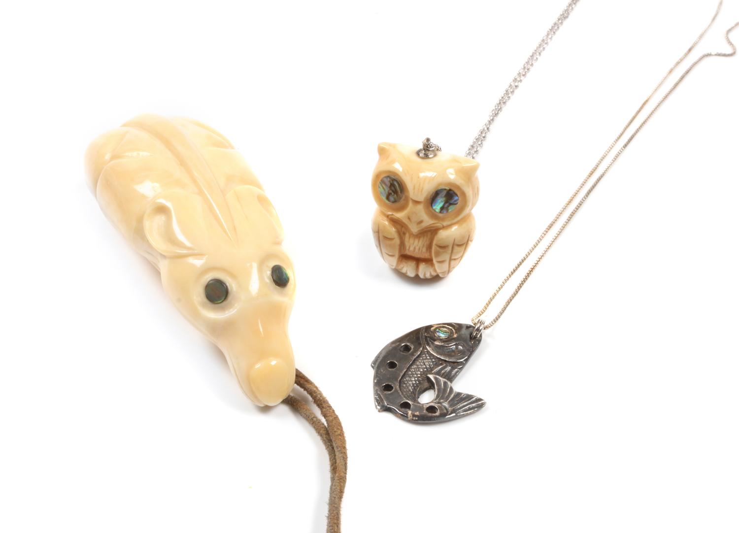 Patti Fawn (Kwakwaka'wakw) Three Pendants Length of largest 3 1/4 inches