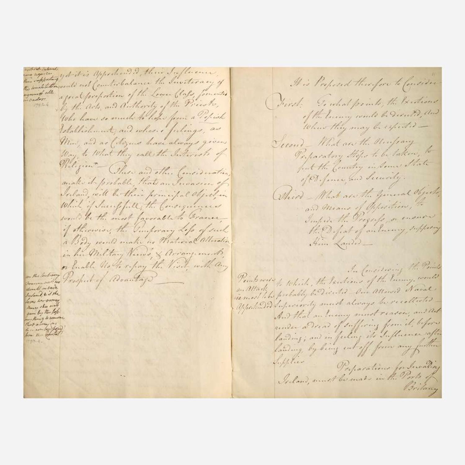[American Revolution] [Clinton, Henry] (Dundas, David) Plan of Defence for Ireland