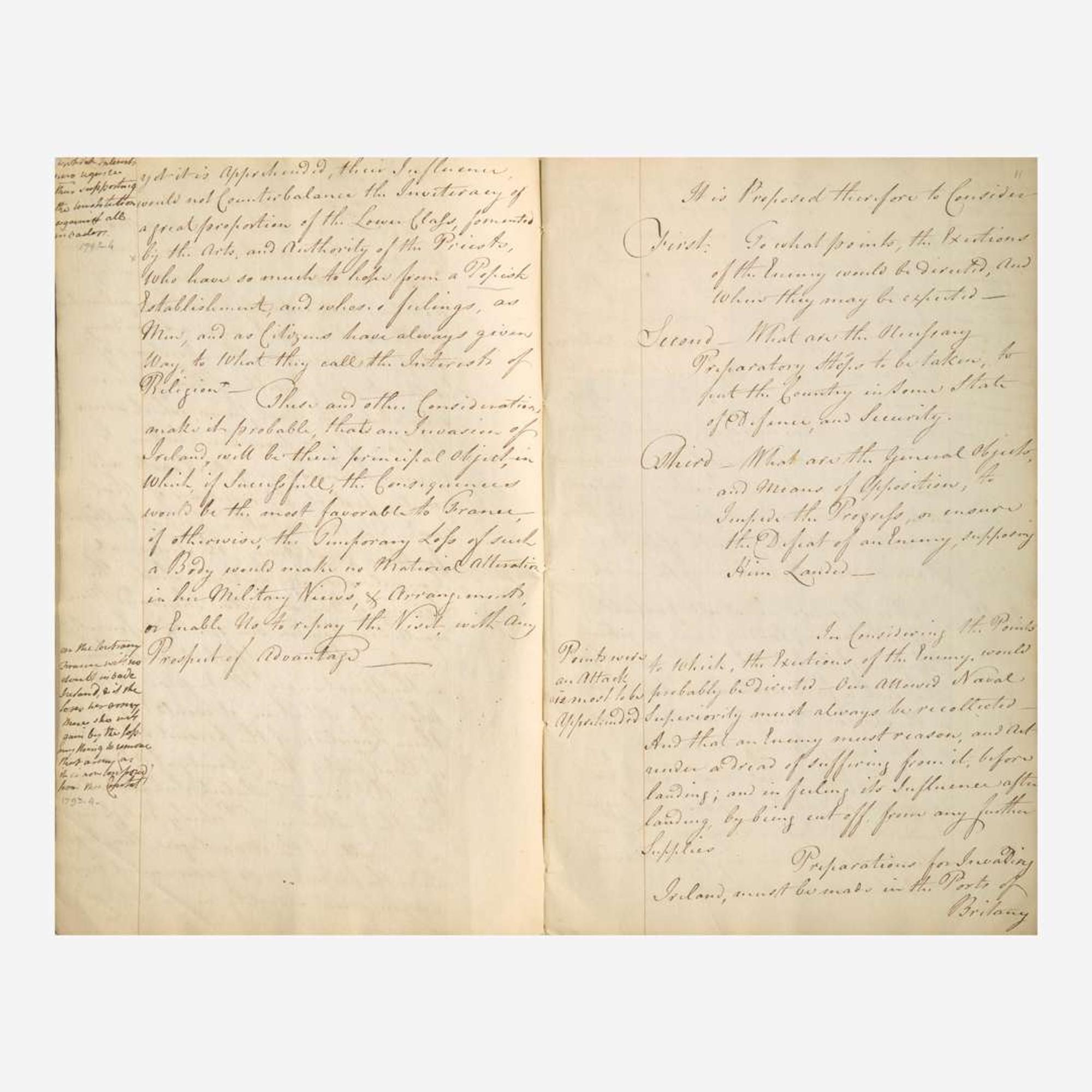 [American Revolution] [Clinton, Henry] (Dundas, David) Plan of Defence for Ireland
