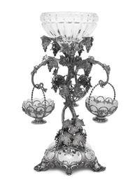 A Victorian Silver and Cut-Glass Epergne