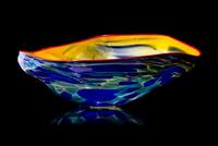 Dale Chihuly, (American, b. 1941), Blue & Yellow Persian with Red Lip, 1990