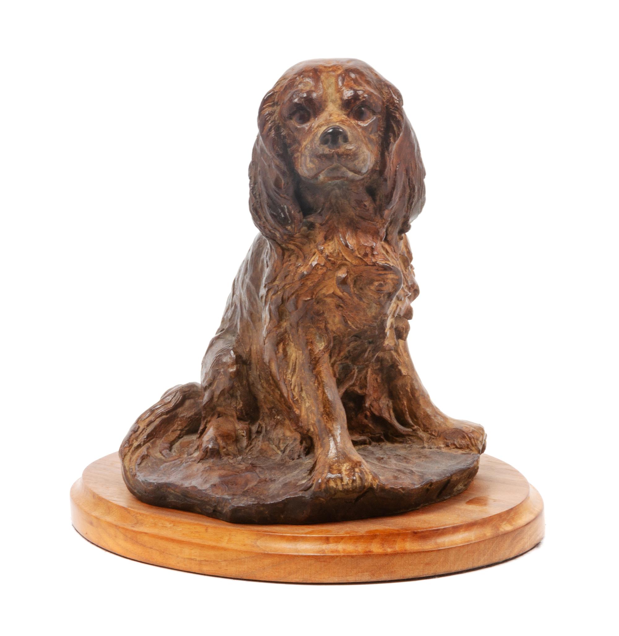 A Bronze Cavalier King Charles Spaniel Sculpture Height 9 inches.