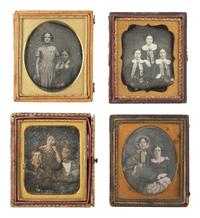 [EARLY PHOTOGRAPHY]. 22 quarter and sixth plate daguerreotype portraits of pairs and trios.