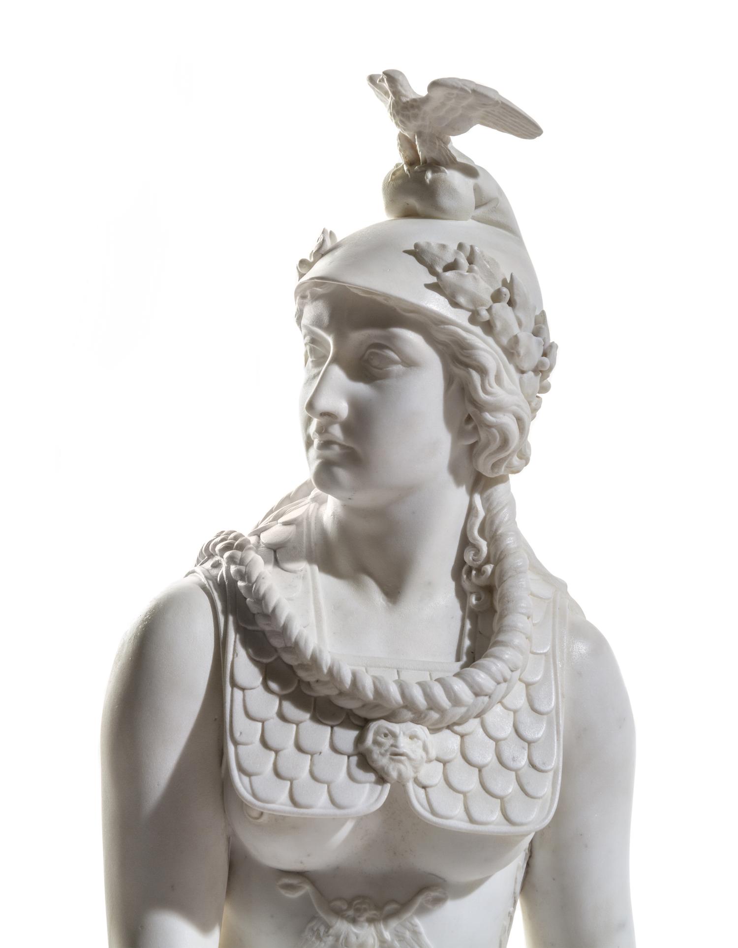 An Italian Marble Figure of Minerva Height 50 1/2 inches. — JAMES HENRY HASELTINE (AMERICAN, 1833-1907)
