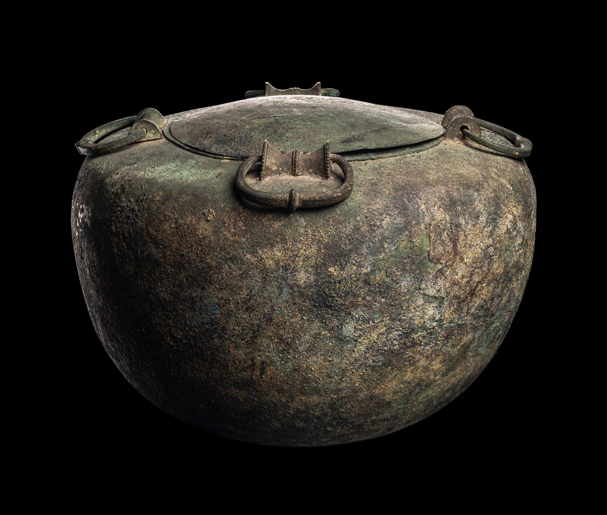 A Greek Bronze Cauldron with Lid