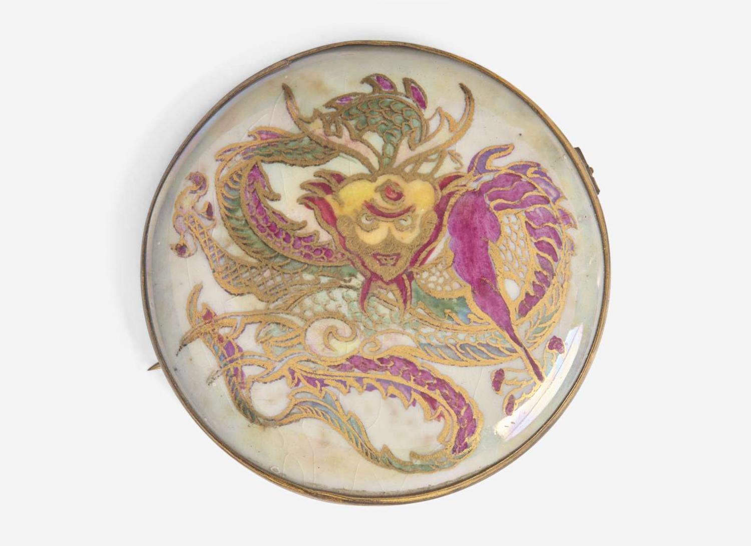 A Wedgwood Dragon Lustre Bone China Brooch, UK, circa 1920