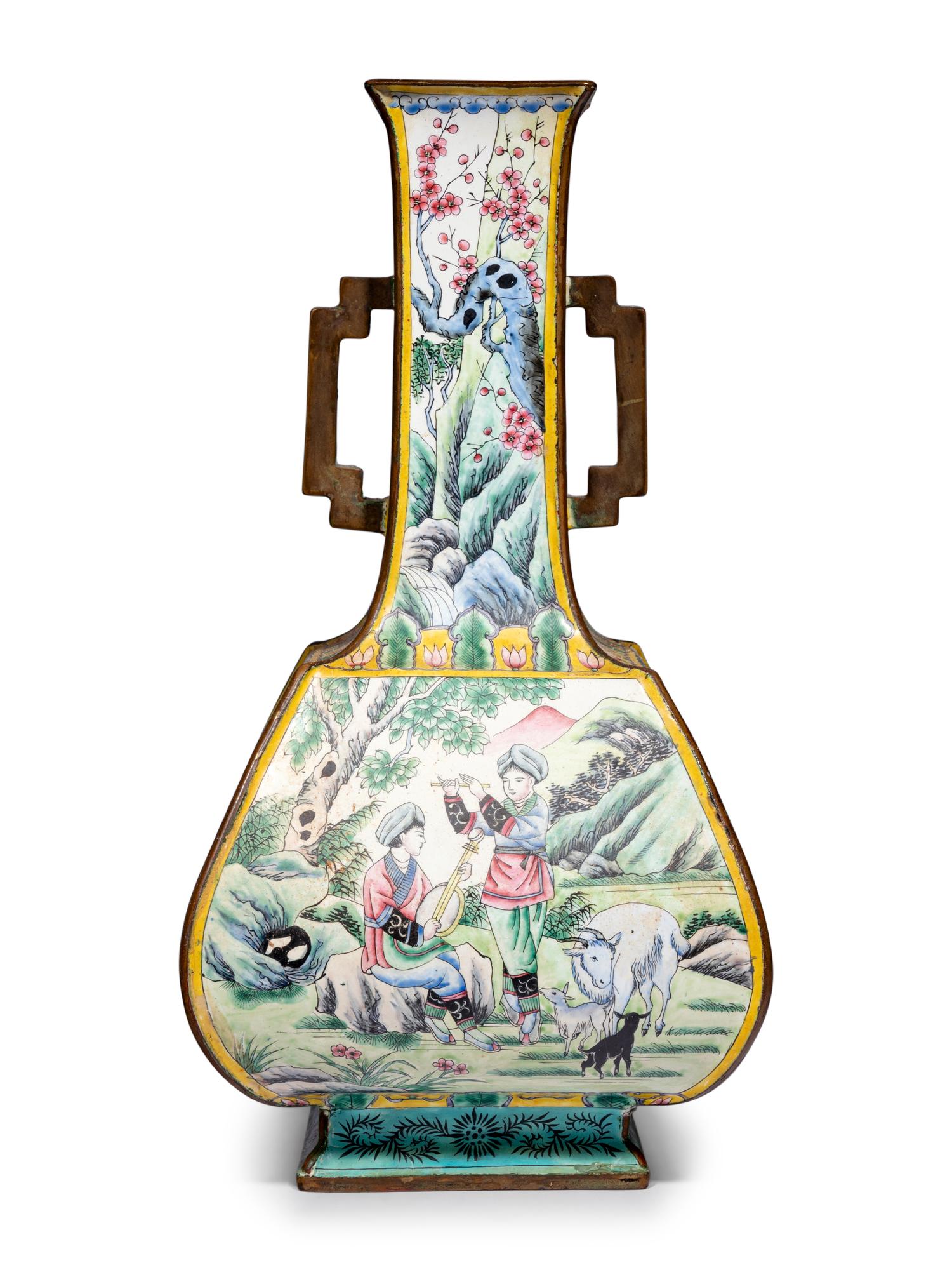 A Chinese Canton Enamel on Copper Vase