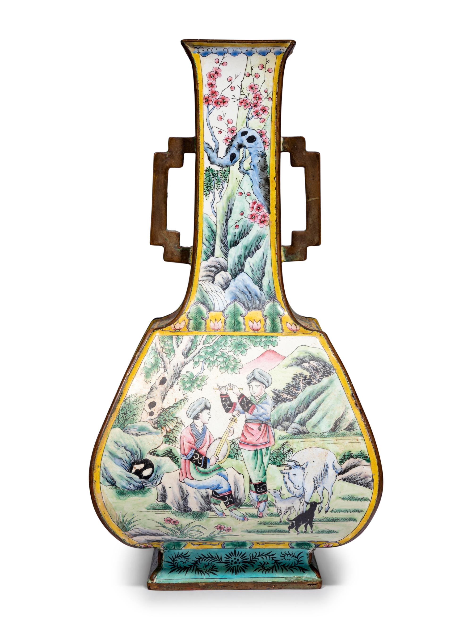 A Chinese Canton Enamel on Copper Vase