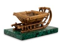 A Russian Malachite and Gilt Bronze Model of a Sleigh