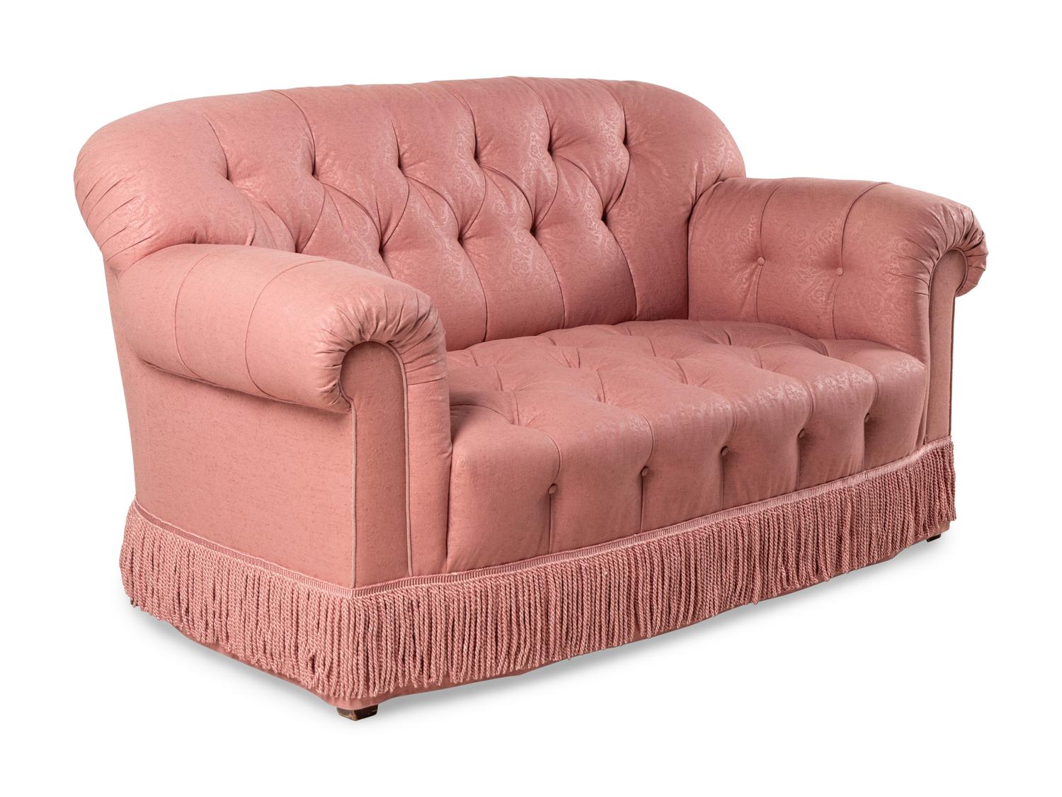 A Button-Tufted Upholstered Settee