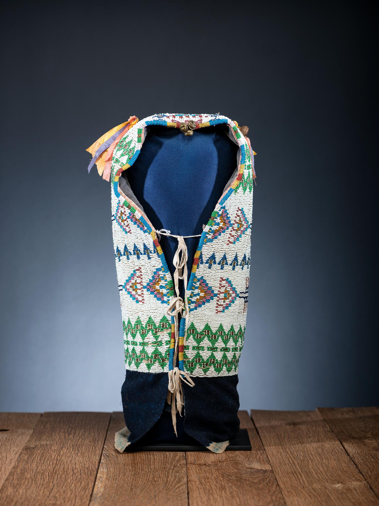Sioux Beaded Hide Cradle, with American Flags