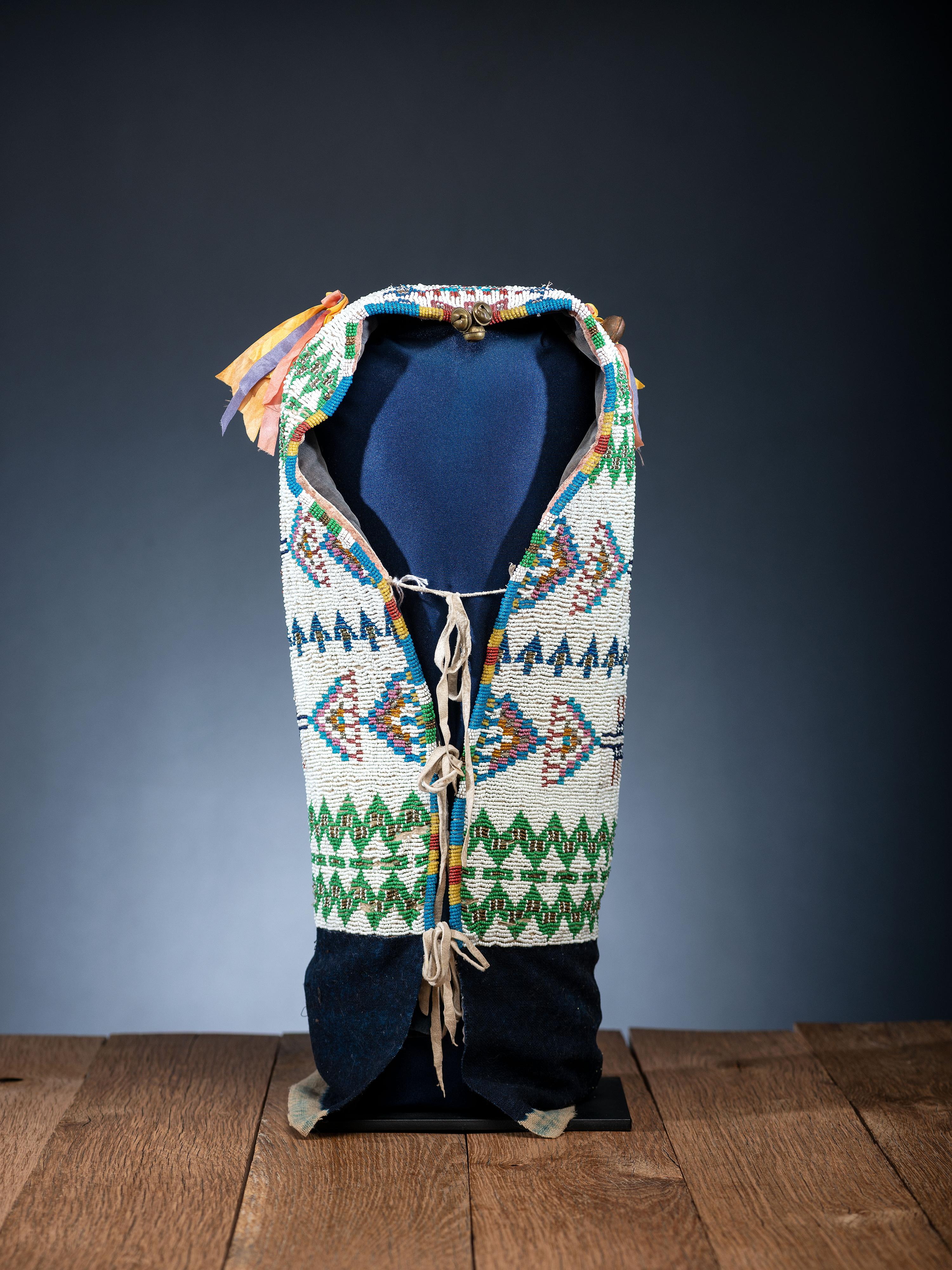 Sioux Beaded Hide Cradle, with American Flags