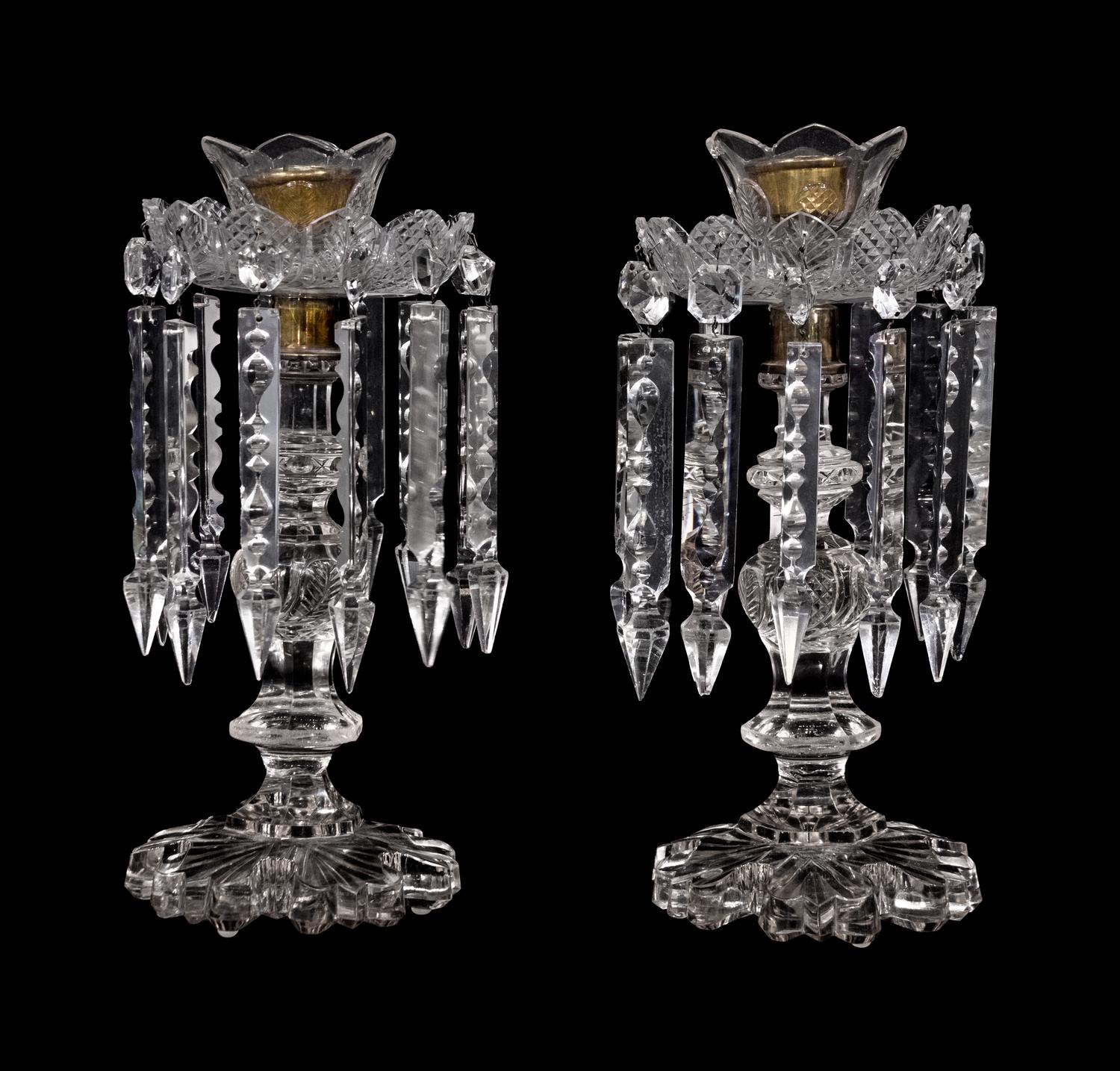 A Pair of English Cut Glass Lustres
