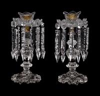 A Pair of English Cut Glass Lustres