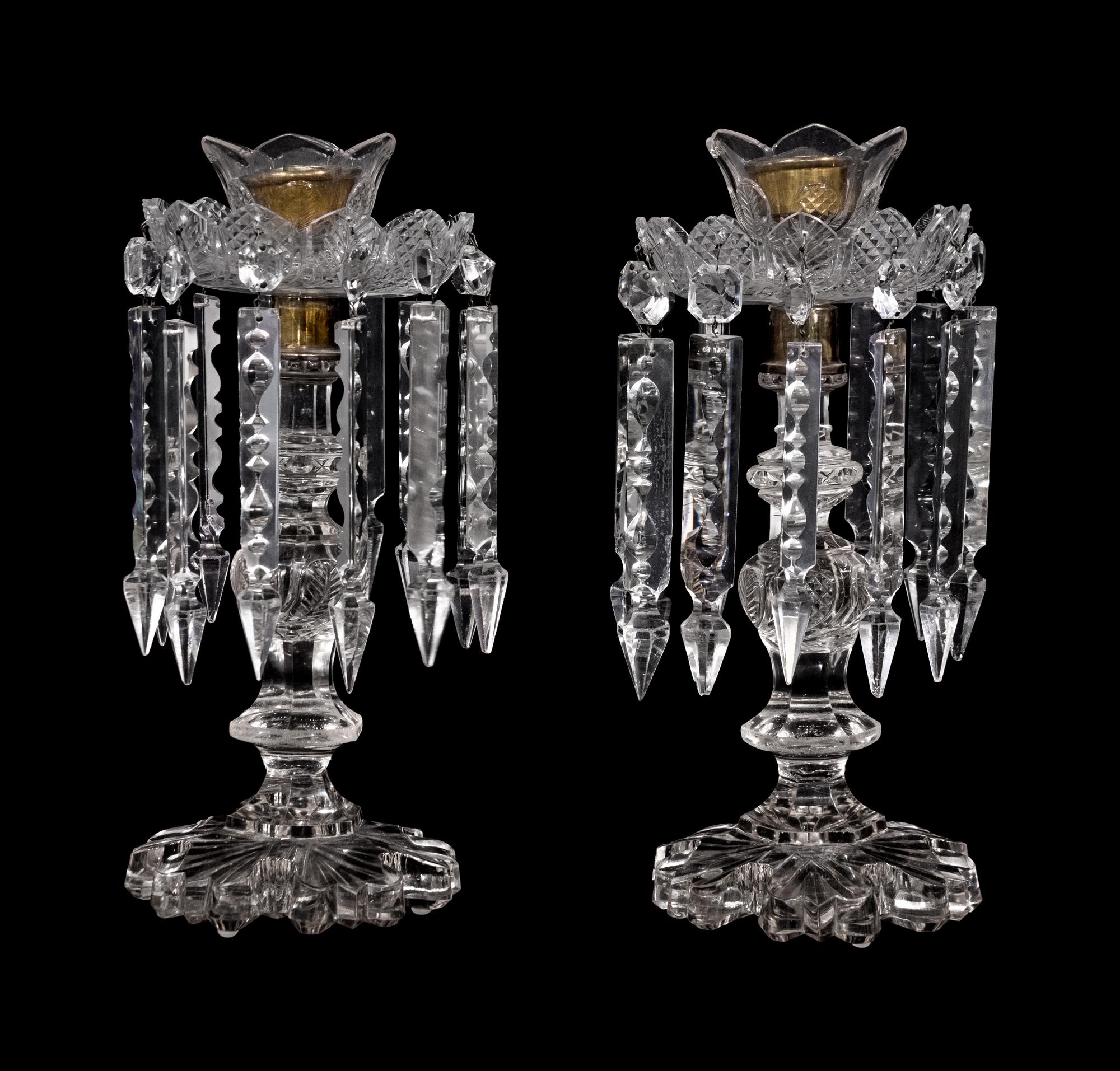 A Pair of English Cut Glass Lustres