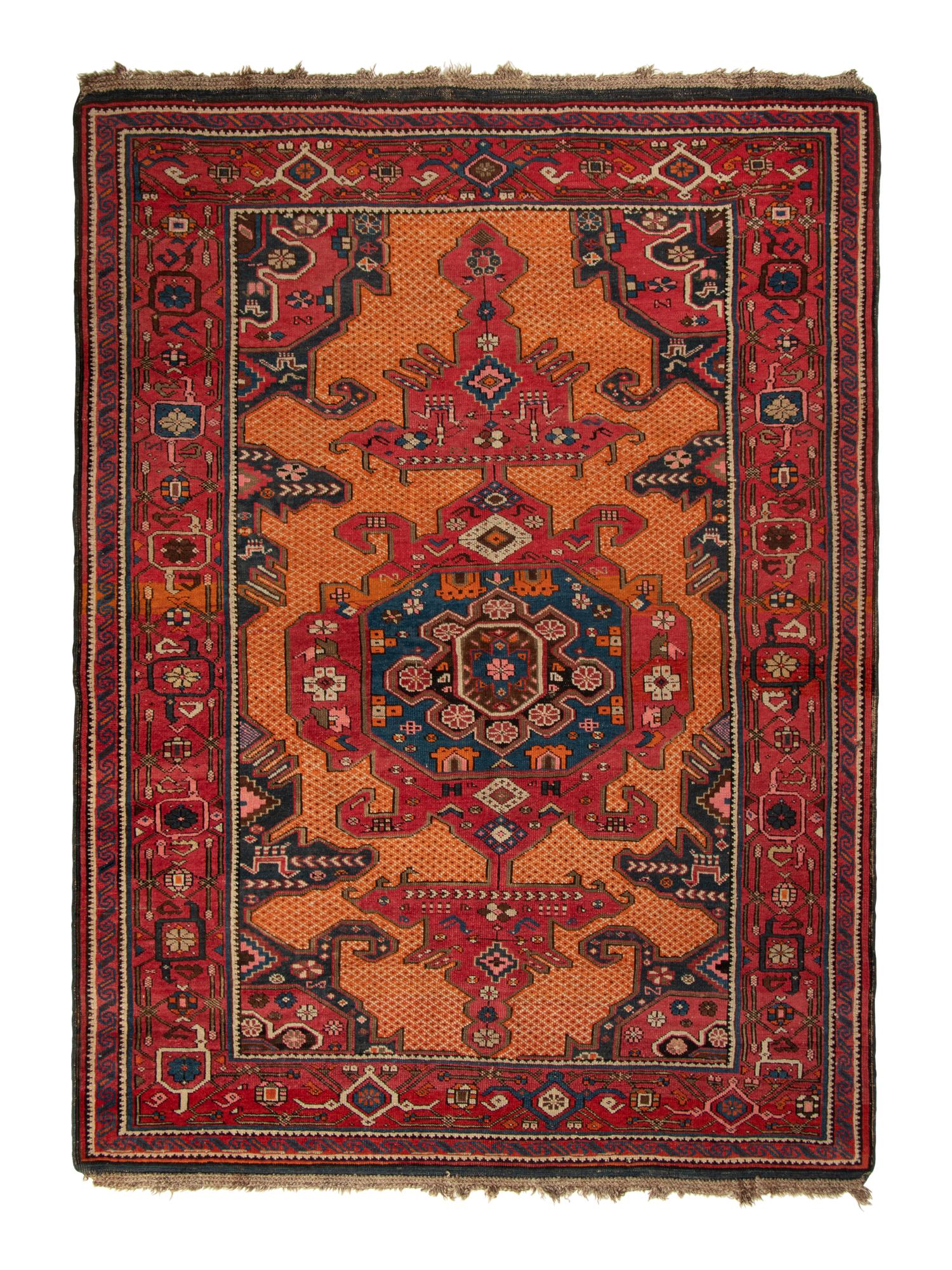 A Caucasian Kuba Wool Rug with Macramé Ends