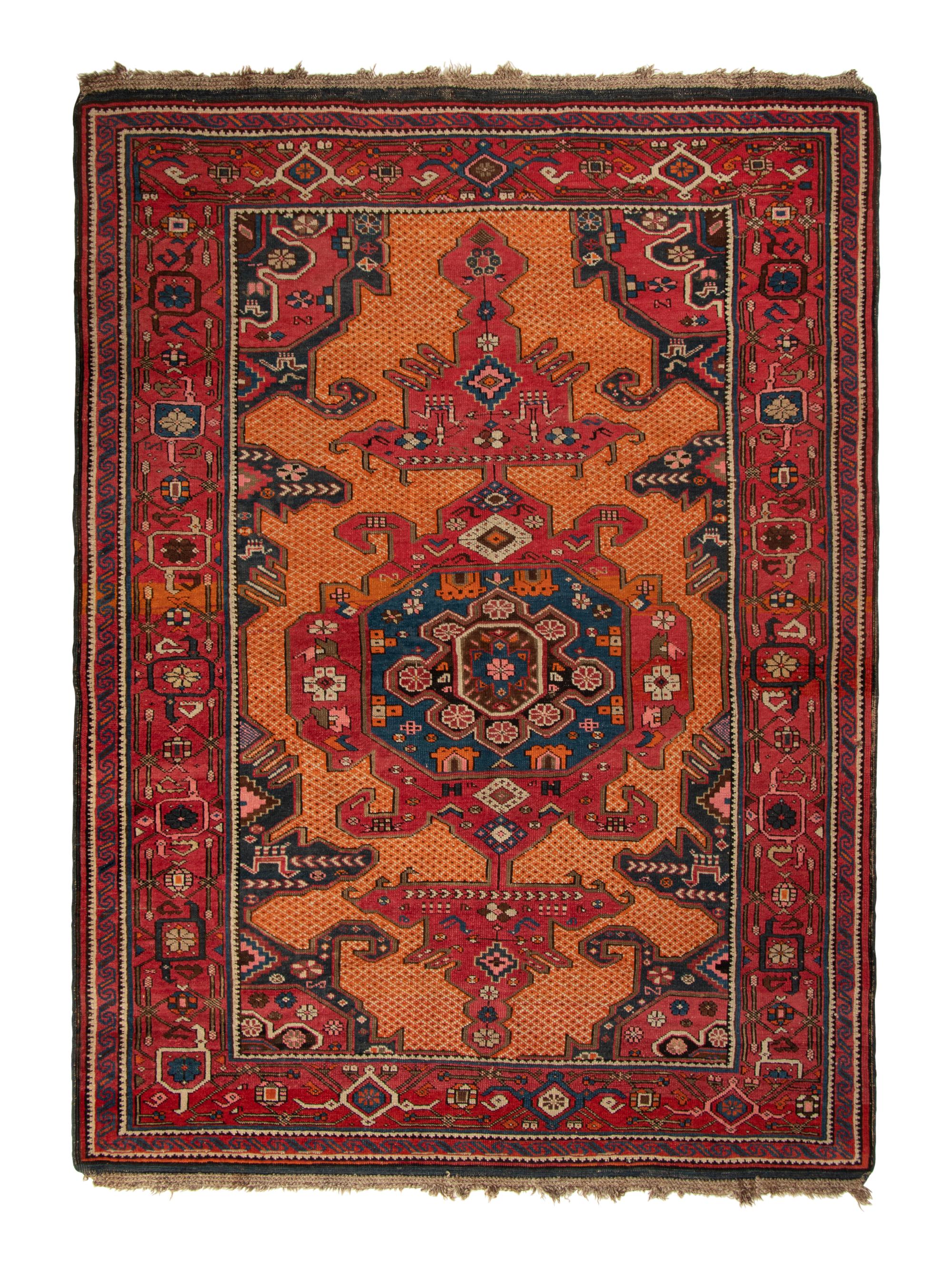 A Caucasian Kuba Wool Rug with Macramé Ends