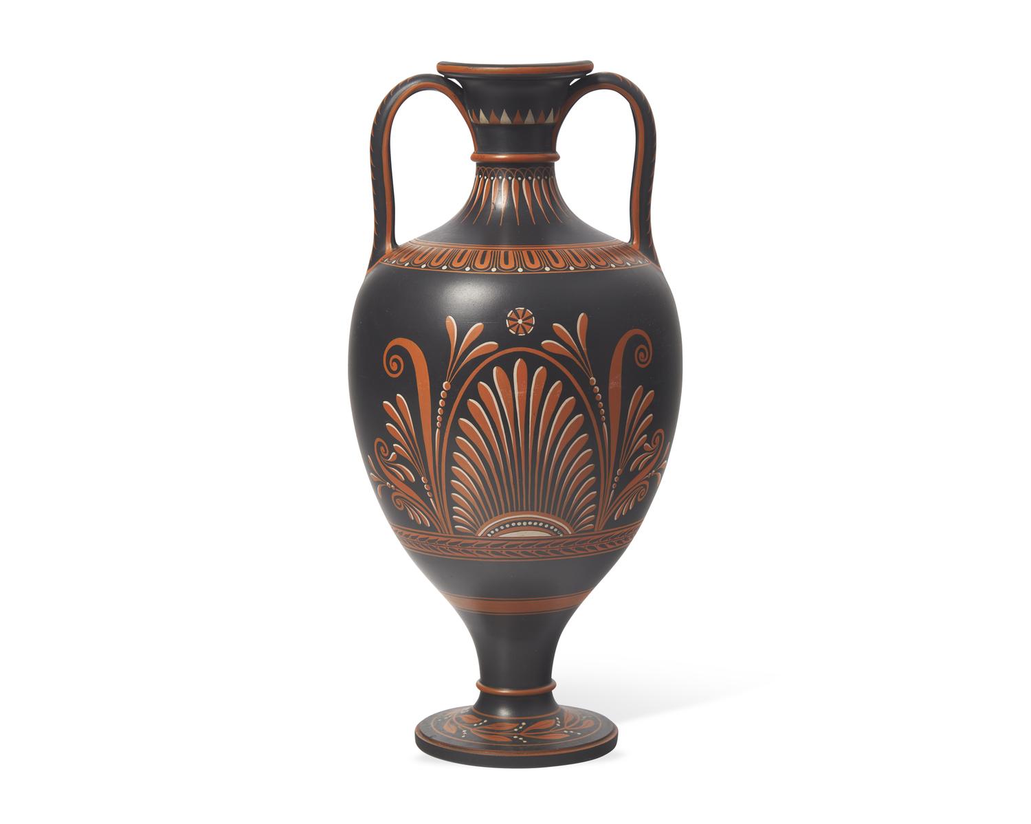 A Wedgwood Encaustic Decorated Black Basalt Vase