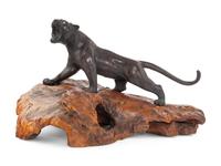 A Japanese Bronze Okimono of a Tiger