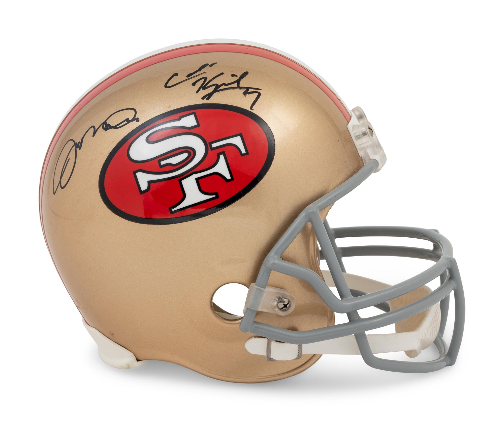 A Group of San Francisco 49ers Signed Autograph Items Including a Joe Montana / Colin Kaepernick Dual Signed Helmet,