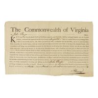 [Americana] Henry, Patrick. Partially-Printed Document, signed