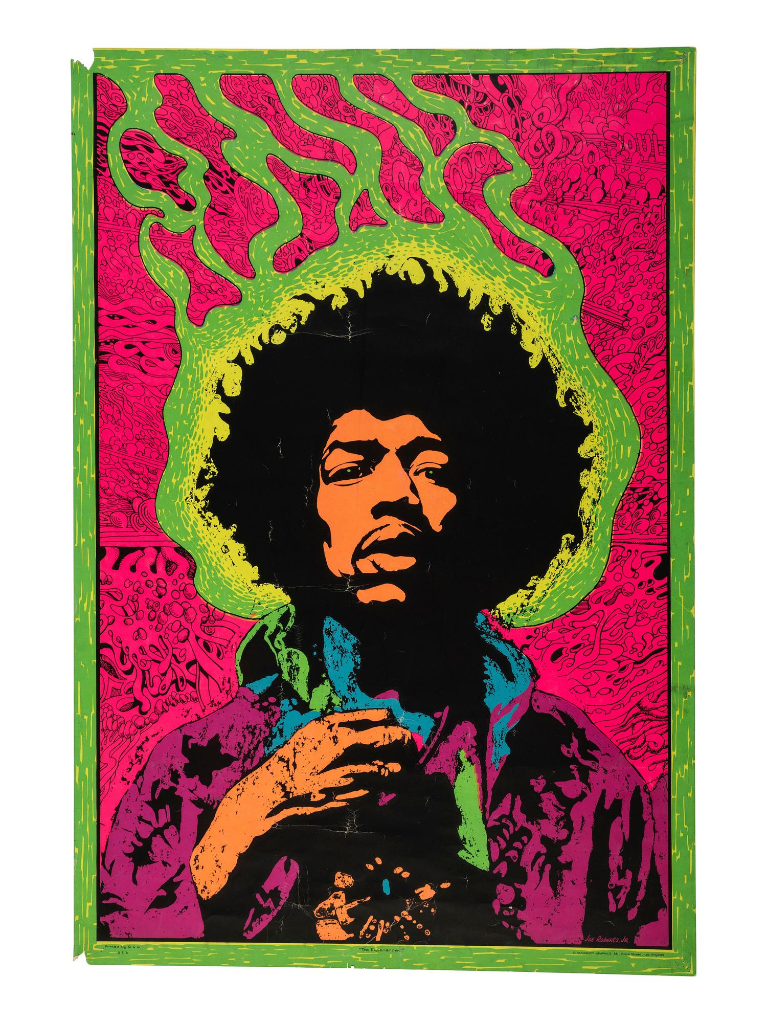 [MUSIC - JIMI HENDRIX]. ROBERTS, Joe, Jr. "The Experienced." Los Angeles, CA: R.S.C., Cocorico Graphics, ca 1960s.