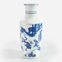 A Chinese blue and white rouleau vase