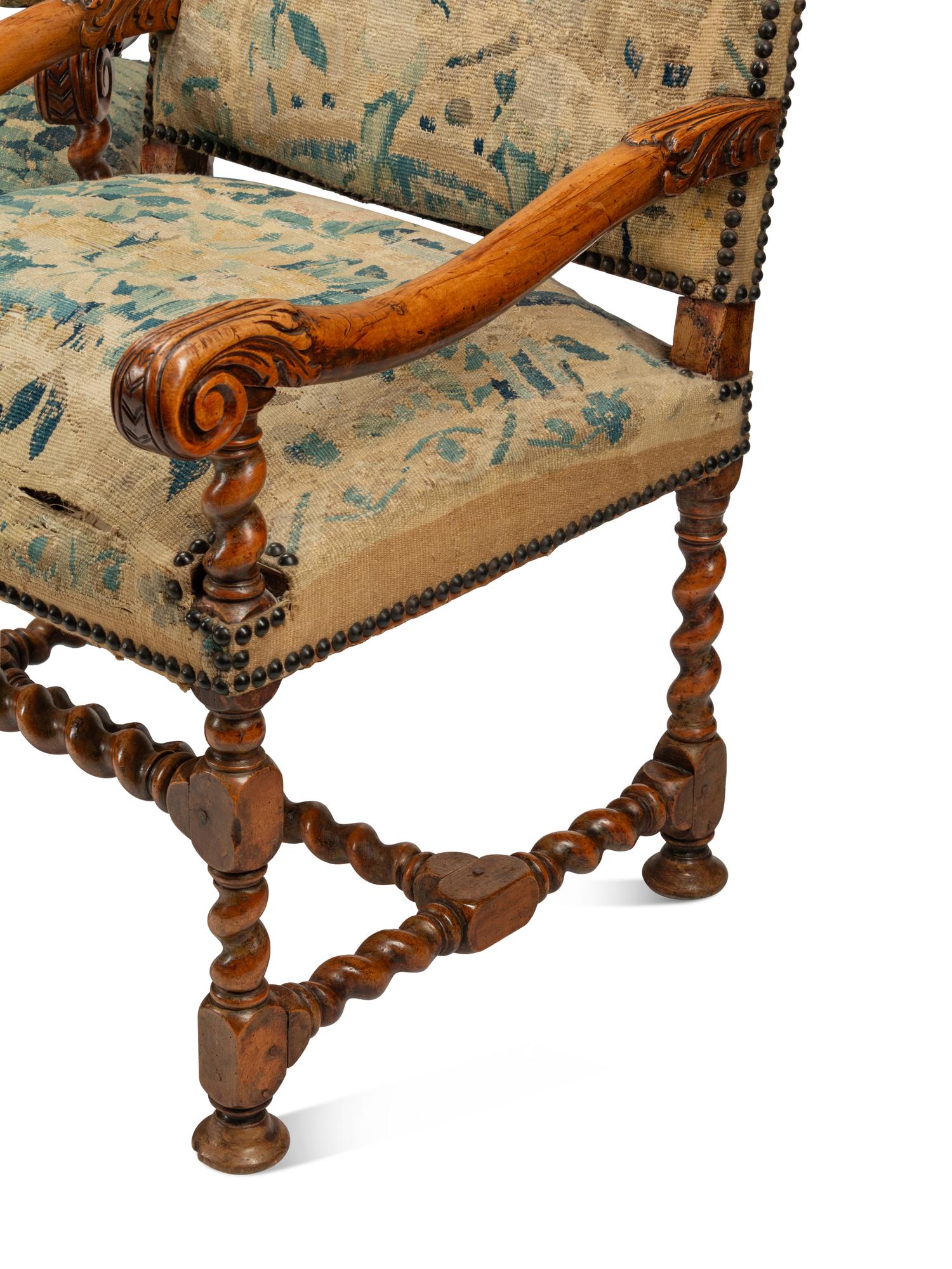 A Continental Baroque Walnut Three-Piece Seating Suite