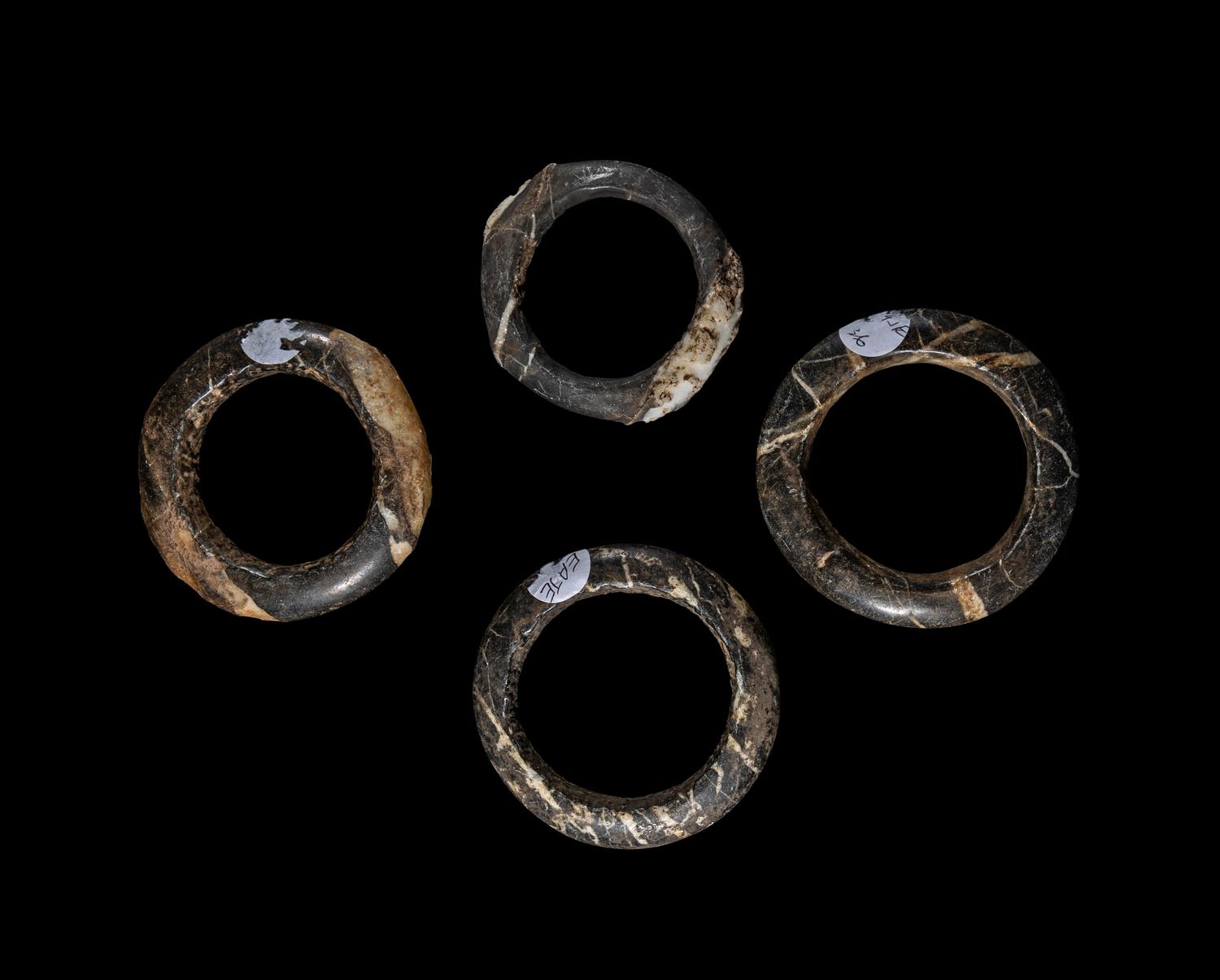 Four West African Hombori Marble War Bracelets