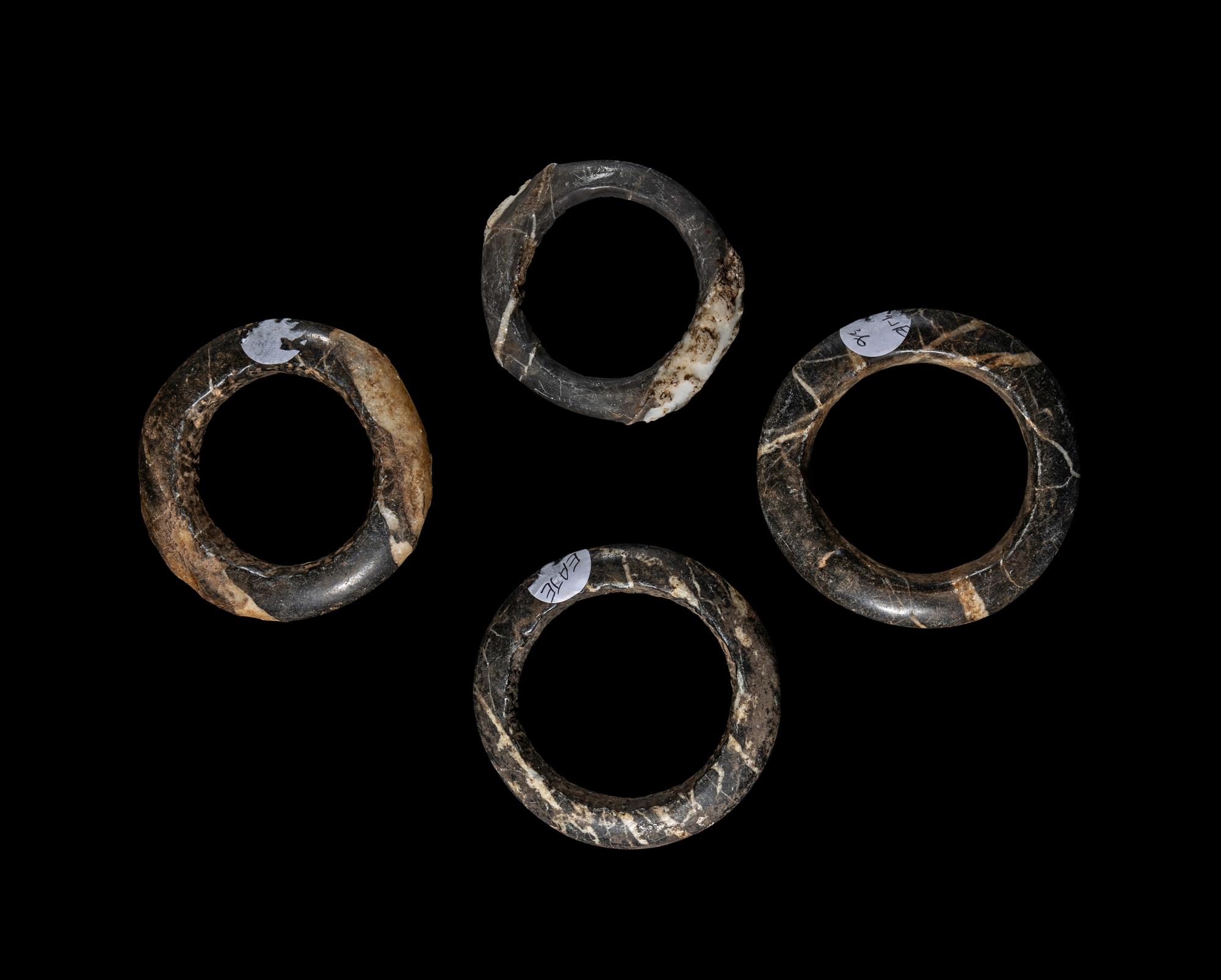 Four West African Hombori Marble War Bracelets