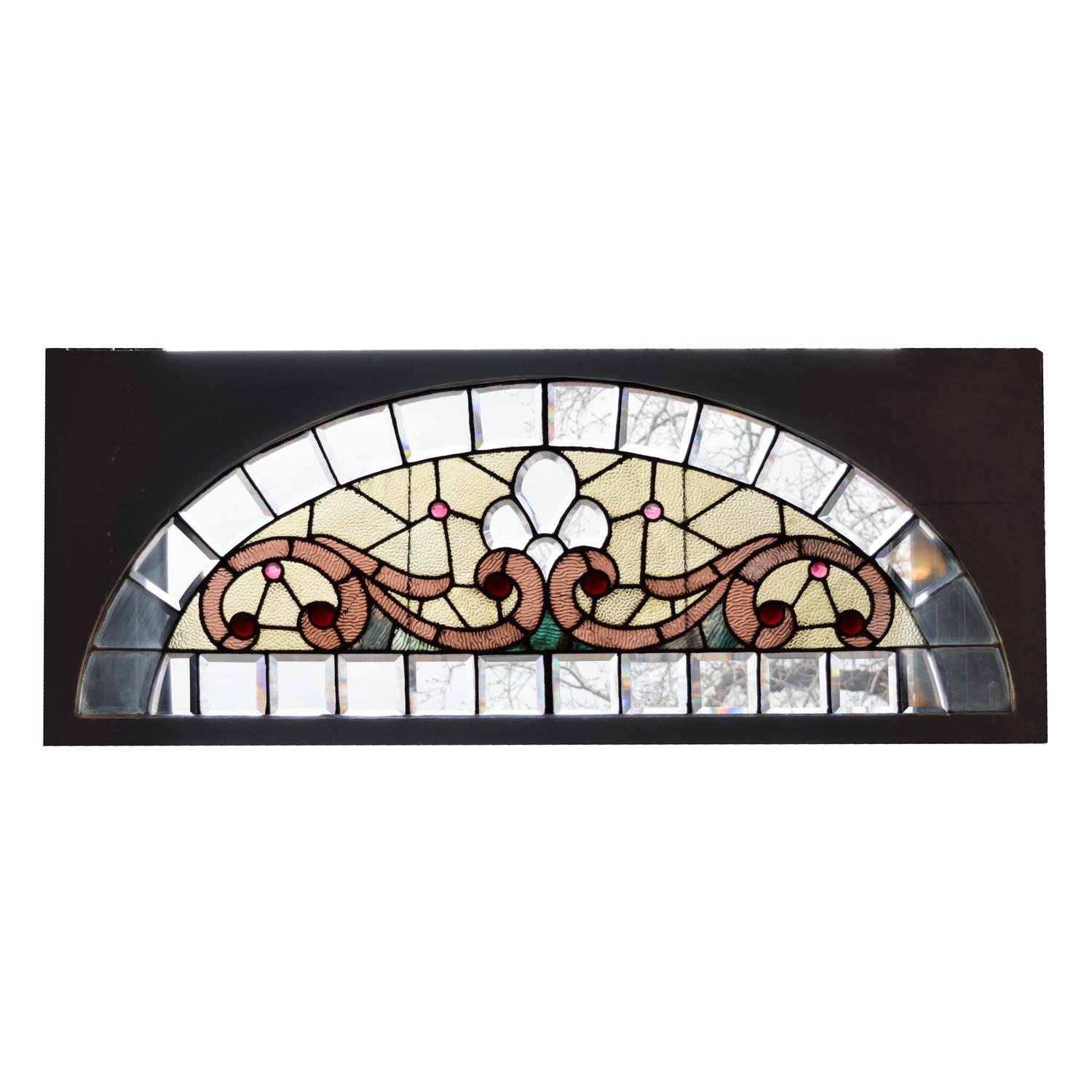 A Leaded Glass Window 59.5" W x 2" D x 24.5" H — United States, 19th Century