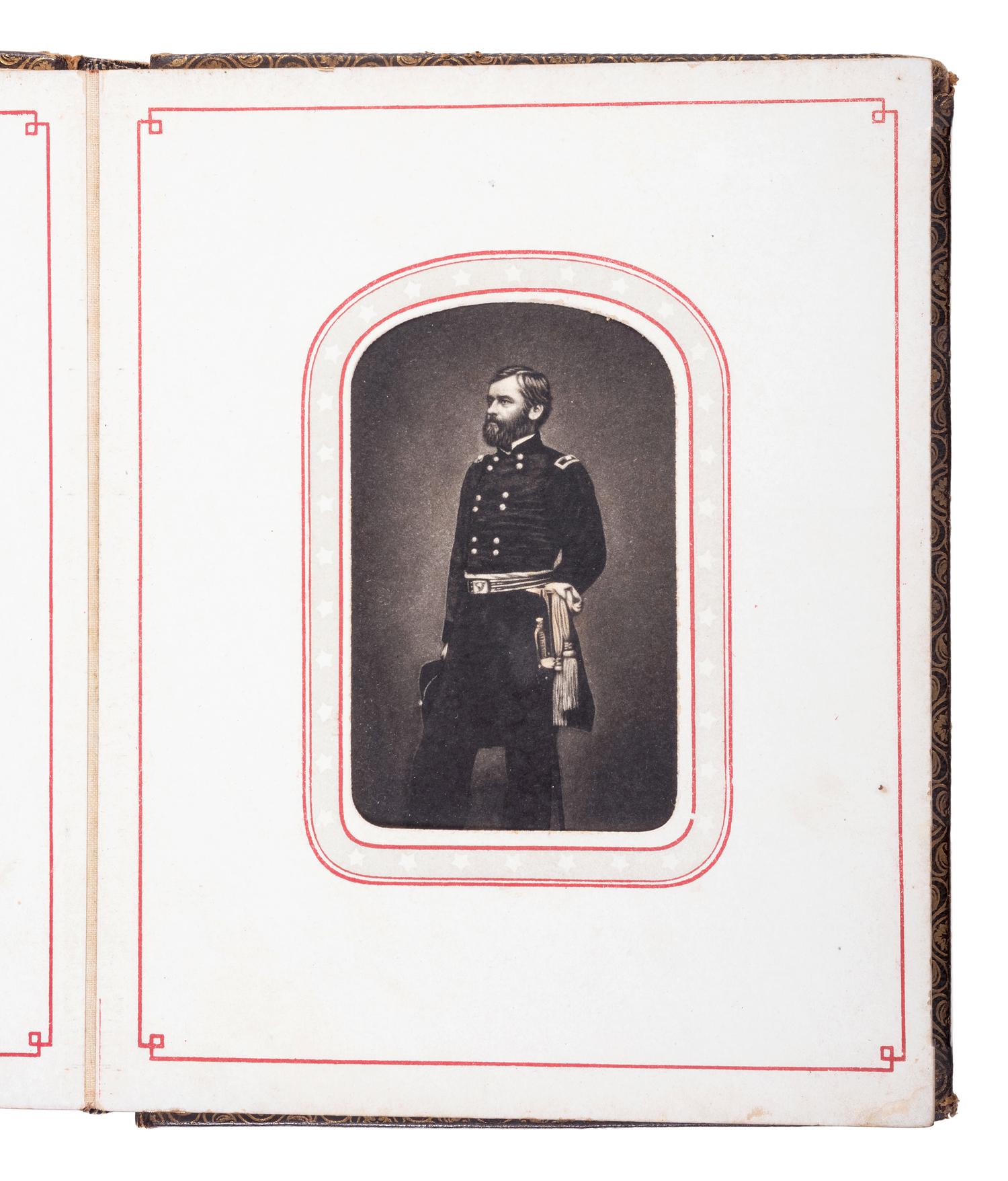 Patriotic album containing 24 engraved CDVs of Union generals. New York: Leavitt & Allen, 1862.