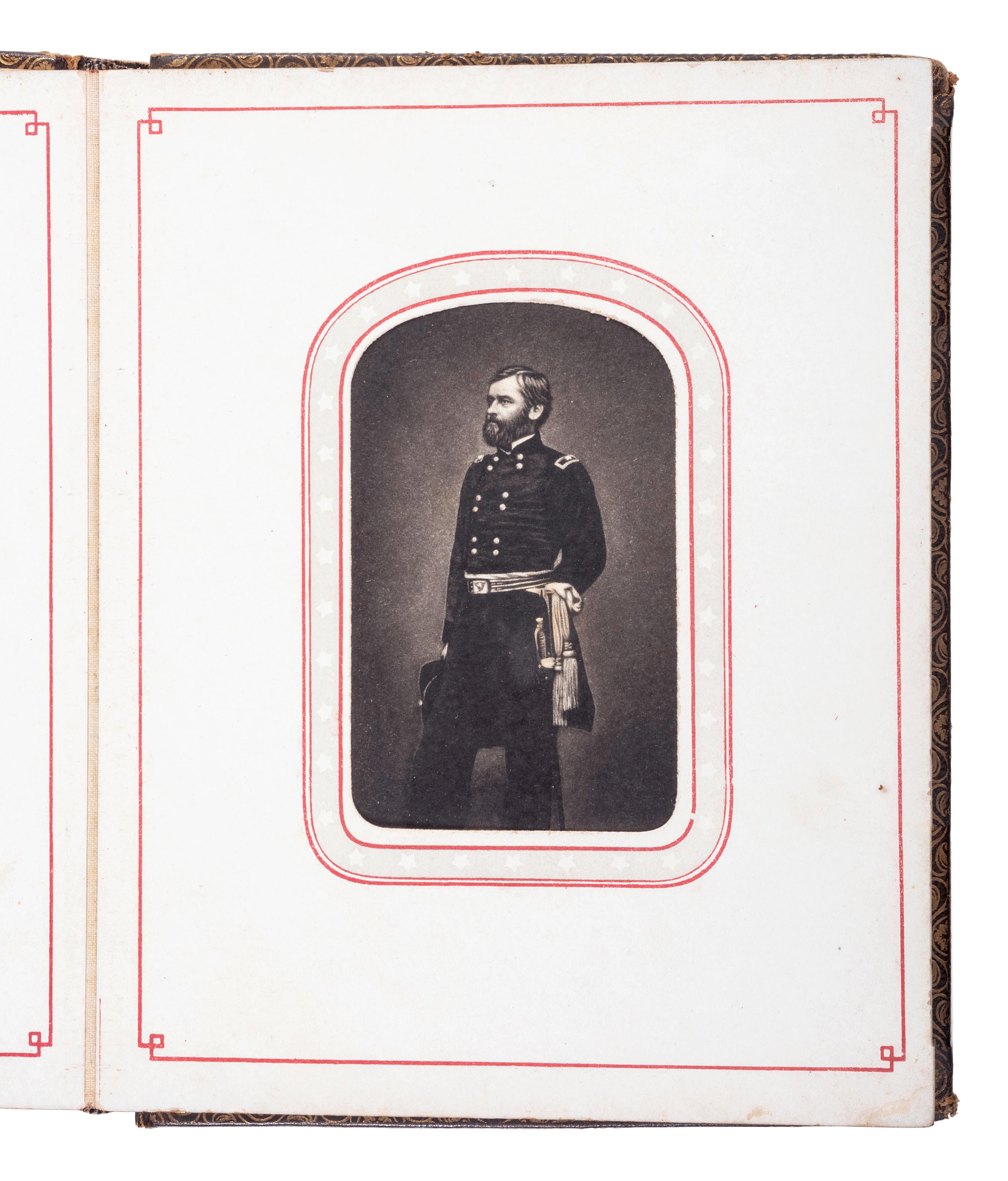Patriotic album containing 24 engraved CDVs of Union generals. New York: Leavitt & Allen, 1862.