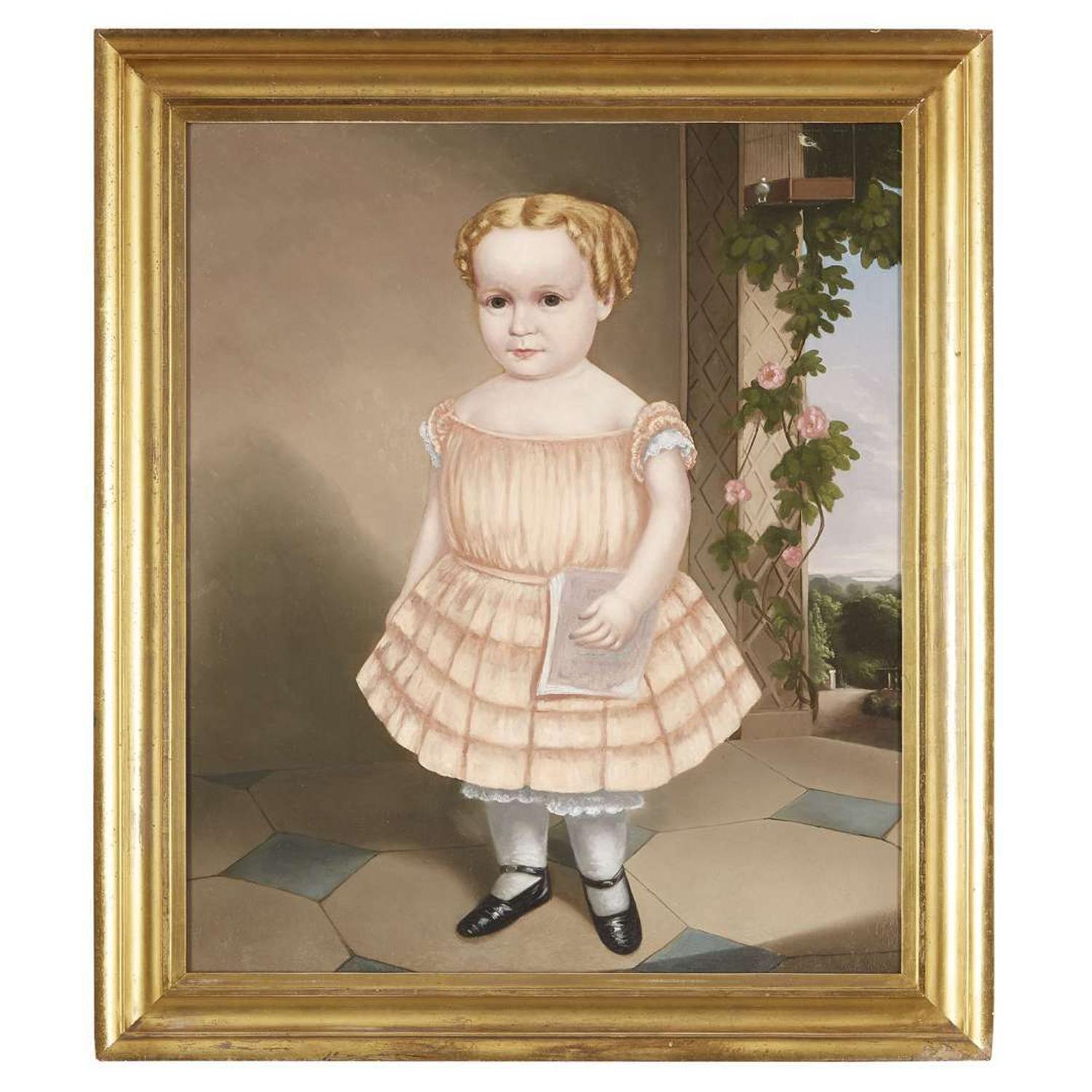 American School 19th century Portrait of a young girl from New England