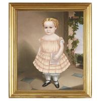 American School 19th century Portrait of a young girl from New England