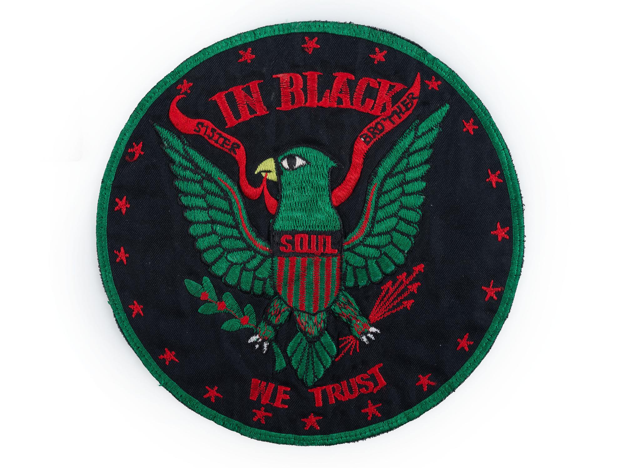 [CIVIL RIGHTS]. In Black We Trust . Large embroidered vernacular patch.