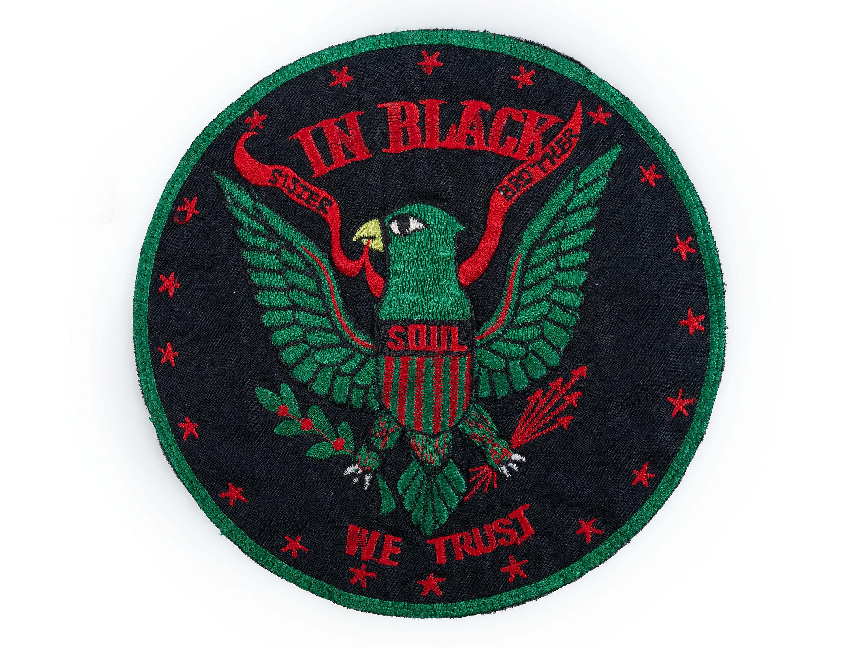 [CIVIL RIGHTS]. In Black We Trust . Large embroidered vernacular patch.
